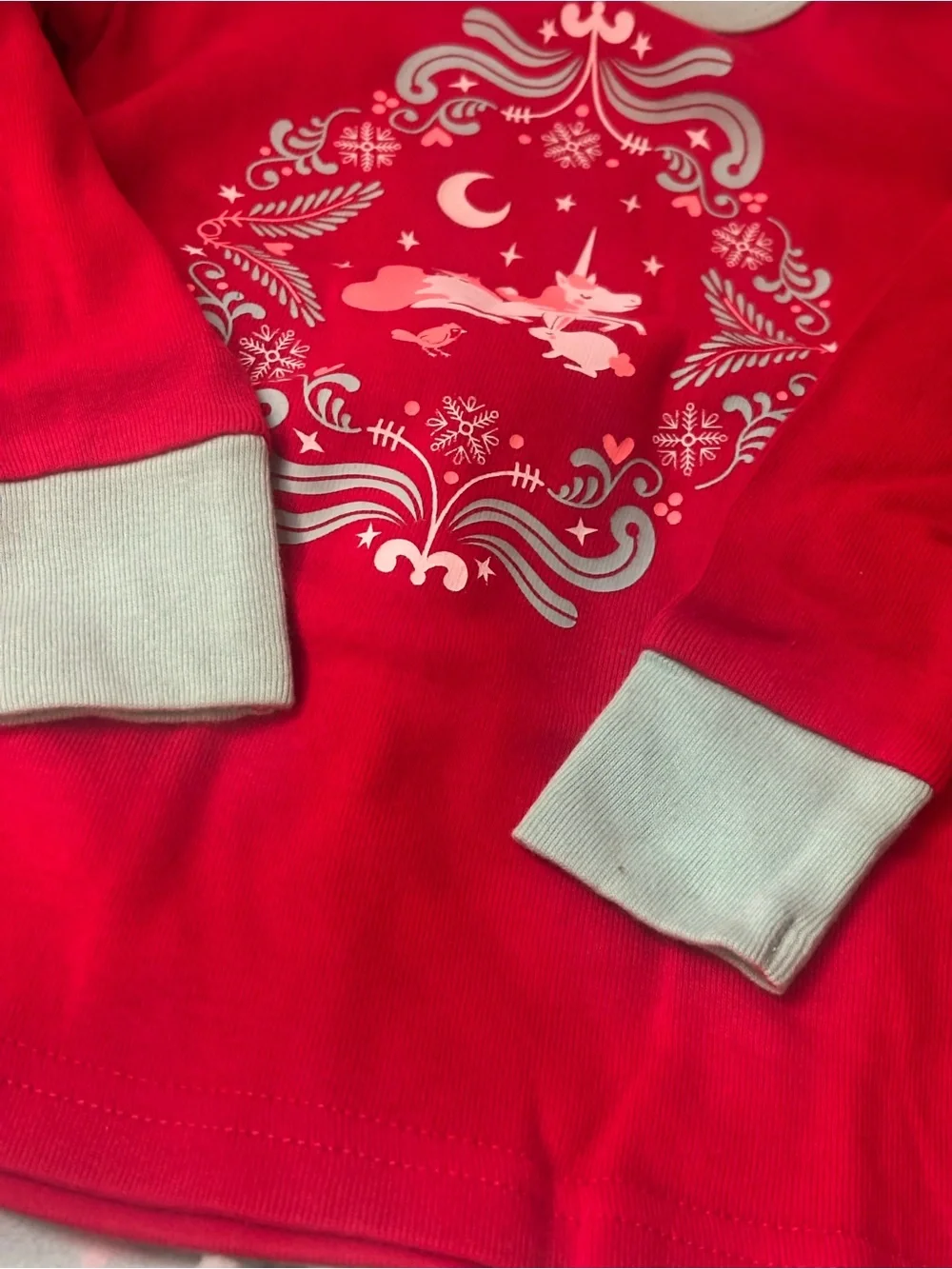 Cat & Jack Red Top with Mint Unicorn Print Pajama Set